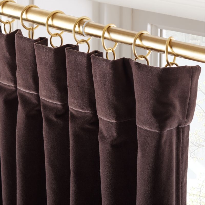 Chocolate Brown Velvet Window Curtain Panel 48''x84'' - Image 1