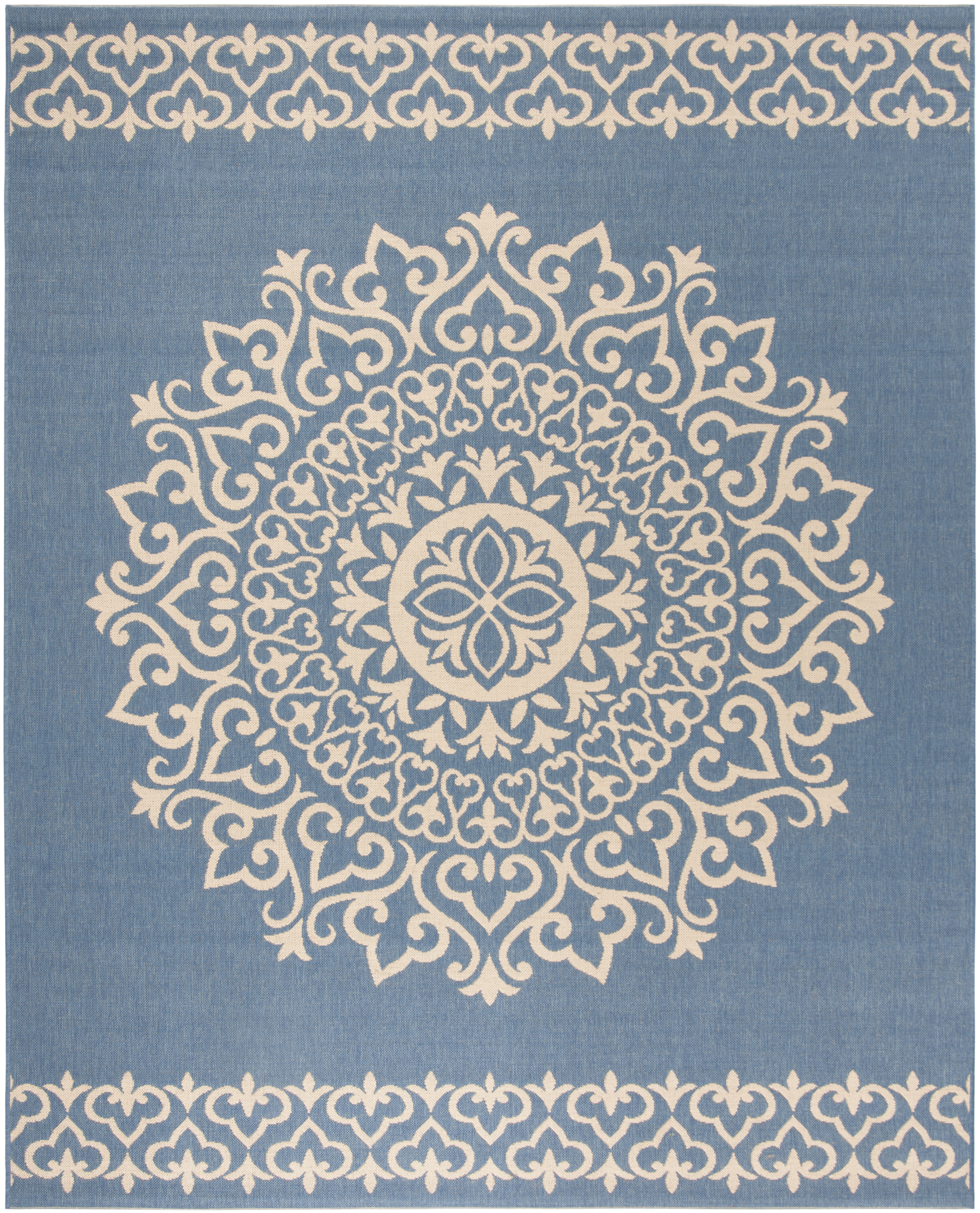 Arlo Home Indoor/Outdoor Woven Area Rug, LND183N, Cream/Blue,  8' X 10' - Image 0