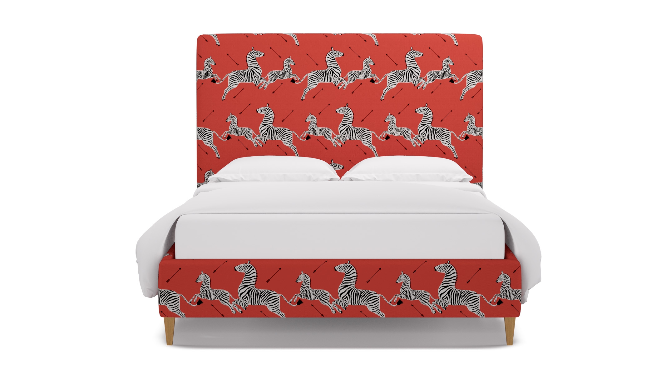 Classic Bed, Coral Zebra, Natural Square Tapered Leg, Queen - Image 0