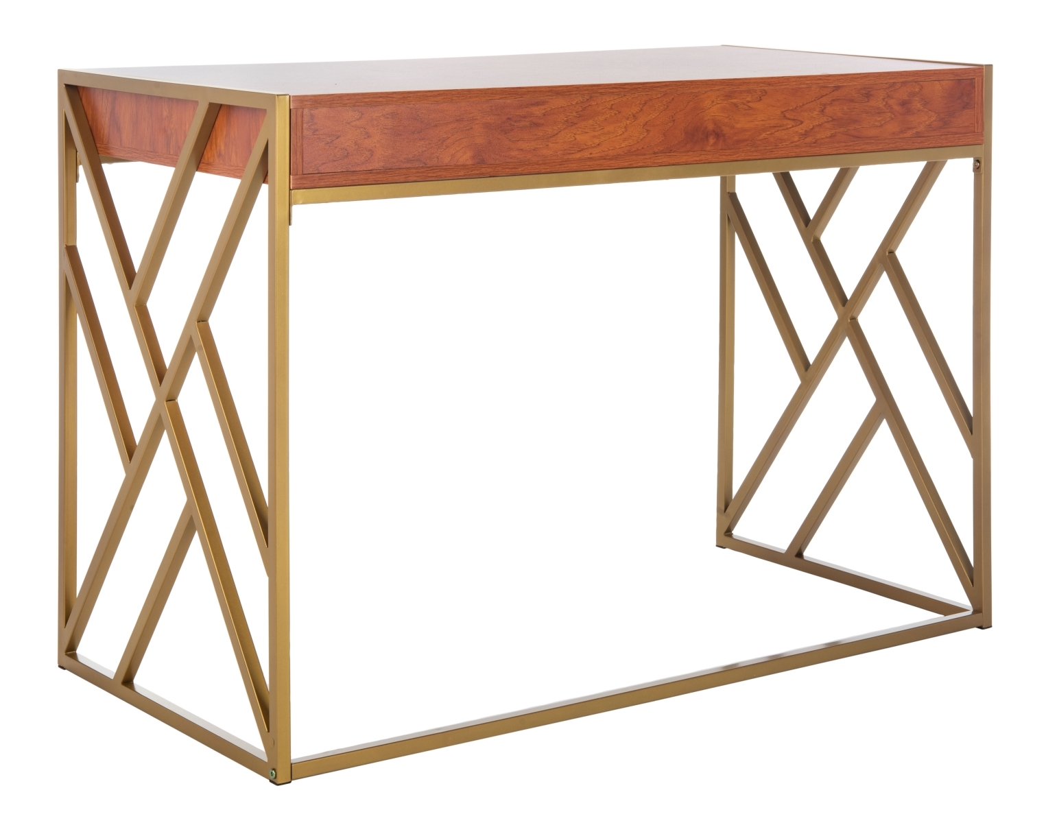 Elaine 1 Drawer Desk - Natural / Gold - Safavieh - Image 5