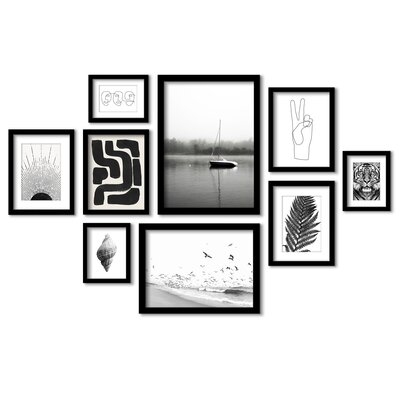 Black and White Serenity - 9 Piece Picture Frame Photograph Print Set on Paper - Image 0