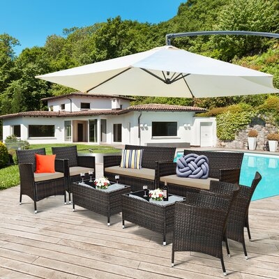 Hazardville 8 Piece Rattan Sofa Seating Group with Cushions - Image 0