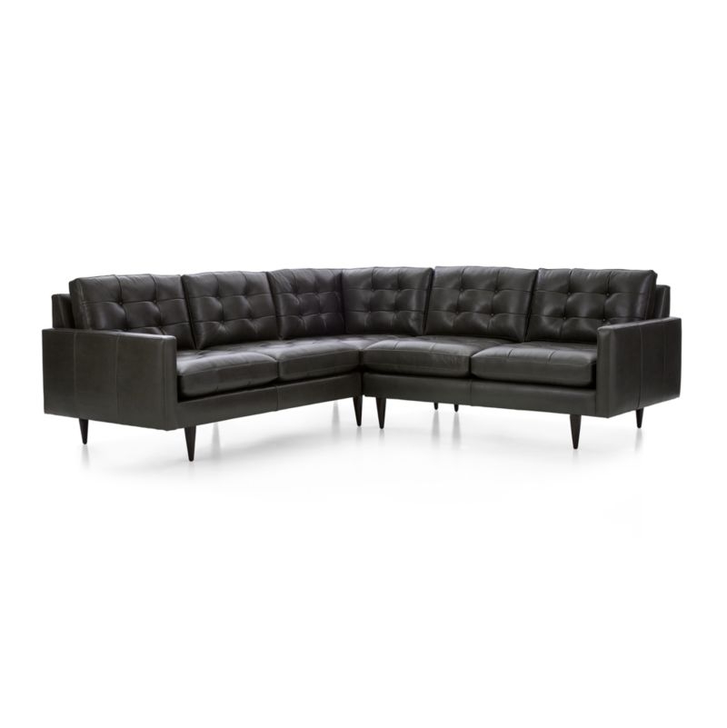 Petrie 2-Piece L-Shaped Leather Midcentury Sectional Sofa - Image 1