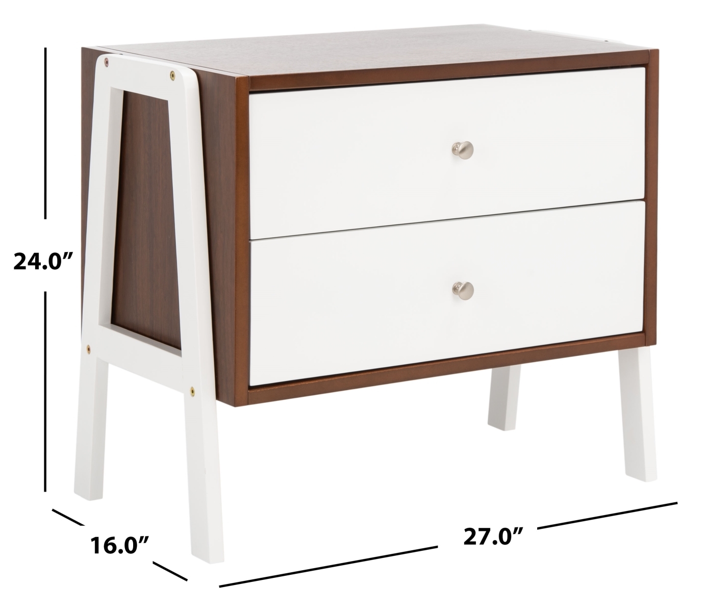 Winchester Night Stand - Walnut / White - Safavieh - Image 7
