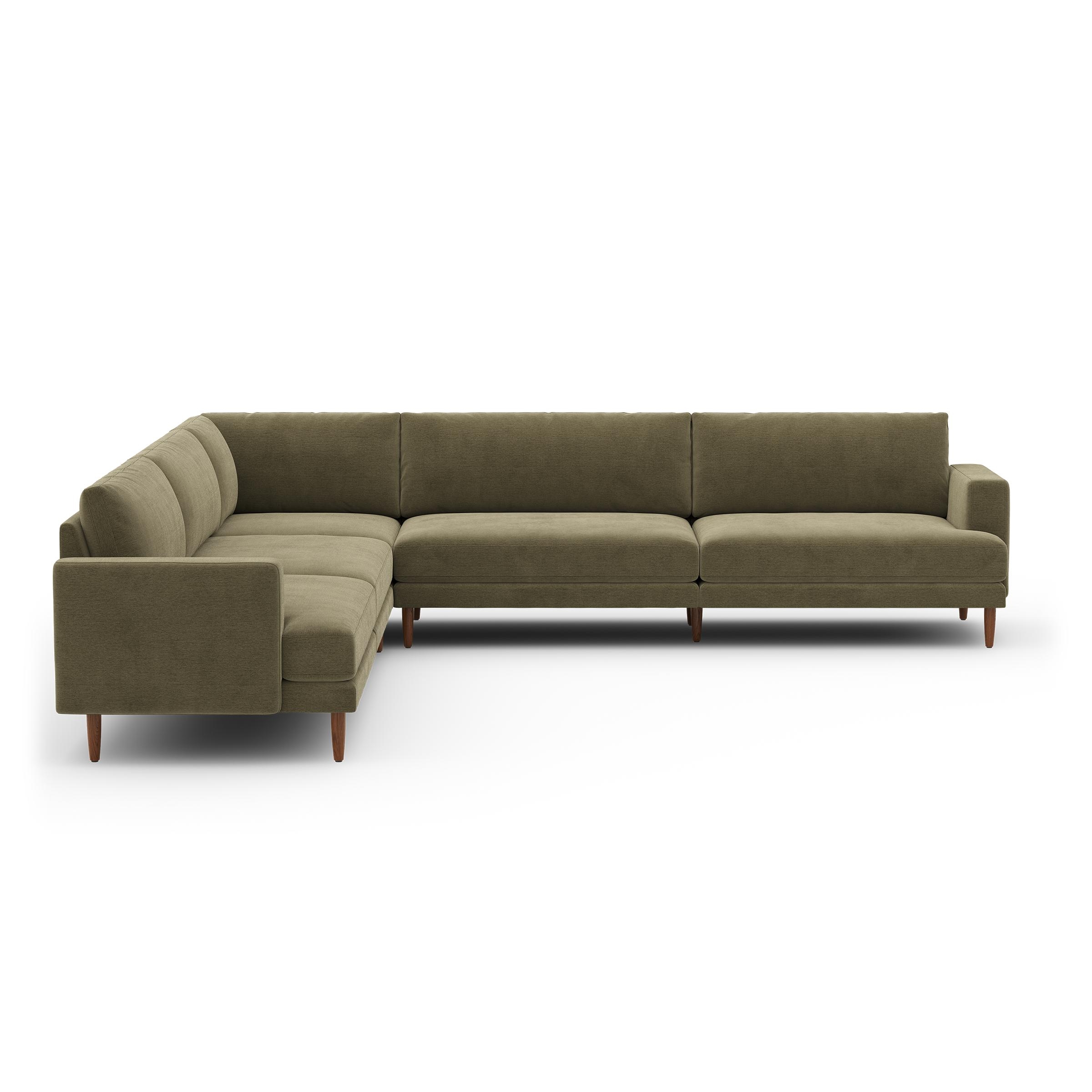 Ember Sectional - 121" / Sage - Performance Chenille / Walnut - Wood - Image 0
