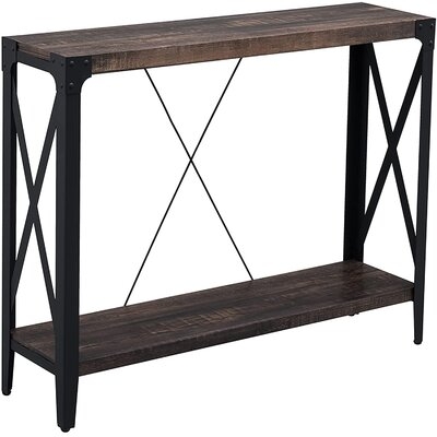Gracie Oaks Console Tables For Entryway, Hallway Table, 2-Tier Entrance Tables, Industrial Long Tables For Living Room, With Storage And X-Frame Open Shelf, Easy Assemble, Dark Rustic Oak - Image 0