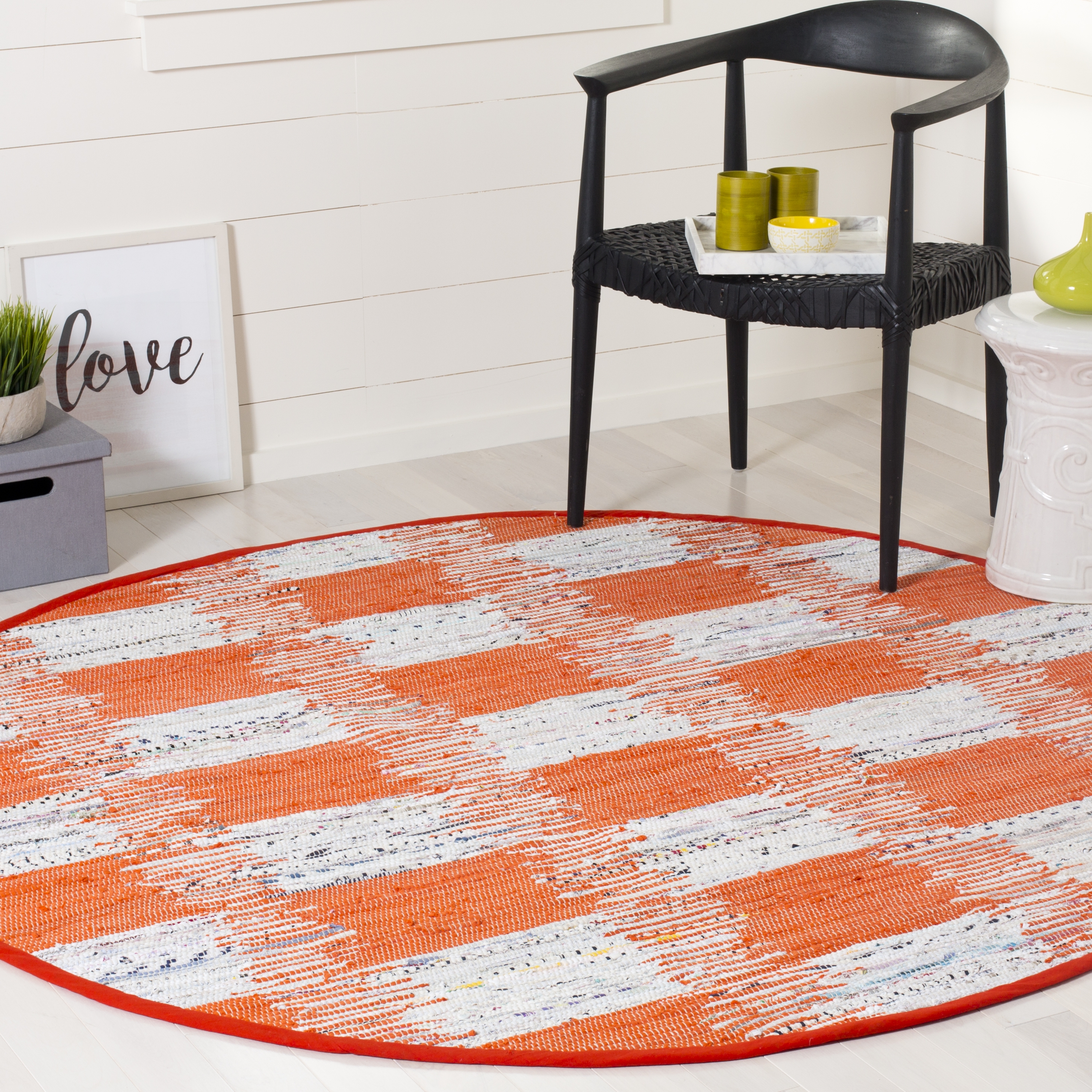 Arlo Home Hand Woven Area Rug, MTK721B, Orange/Multi,  6' X 6' Round - Image 1