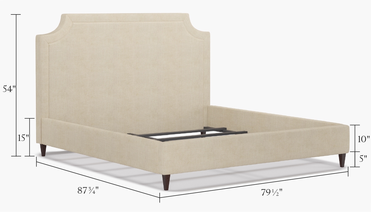 Deco Bed, White Performance Velvet, Espresso Traditional Turned Leg, King - Image 1