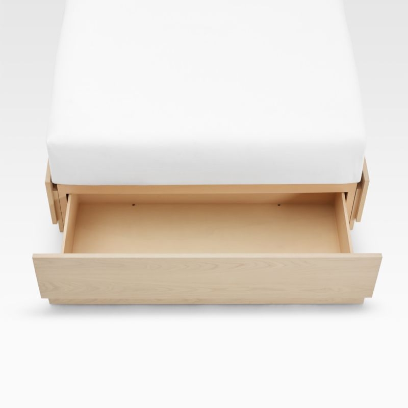 Meraux 56" Natural Beige Upholstered King Headboard with Batten White Oak Storage Bed Base - Image 1
