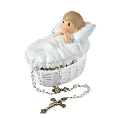 Baptized in His Name Resin Box with Rosary - Image 0