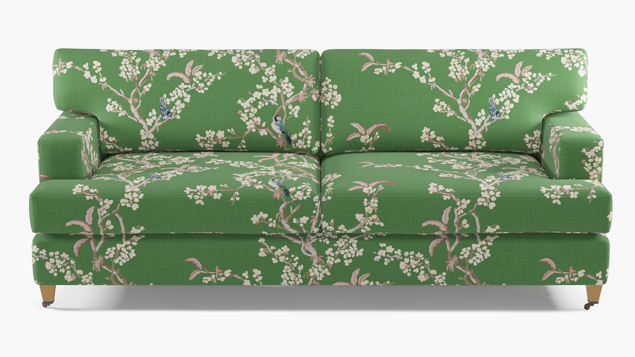 Classic Sofa, Jade Cherry Blossom, Natural with Antique Brass Caster - Image 0