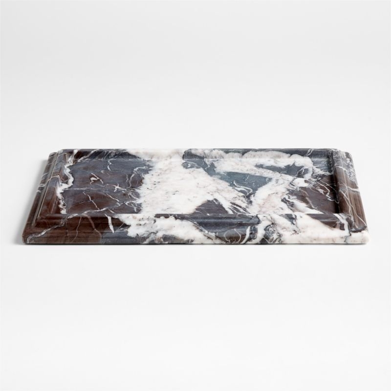 Rectangle Fluted Himalayan Gray Marble Decorative Tray by Jeremiah Brent - Image 2