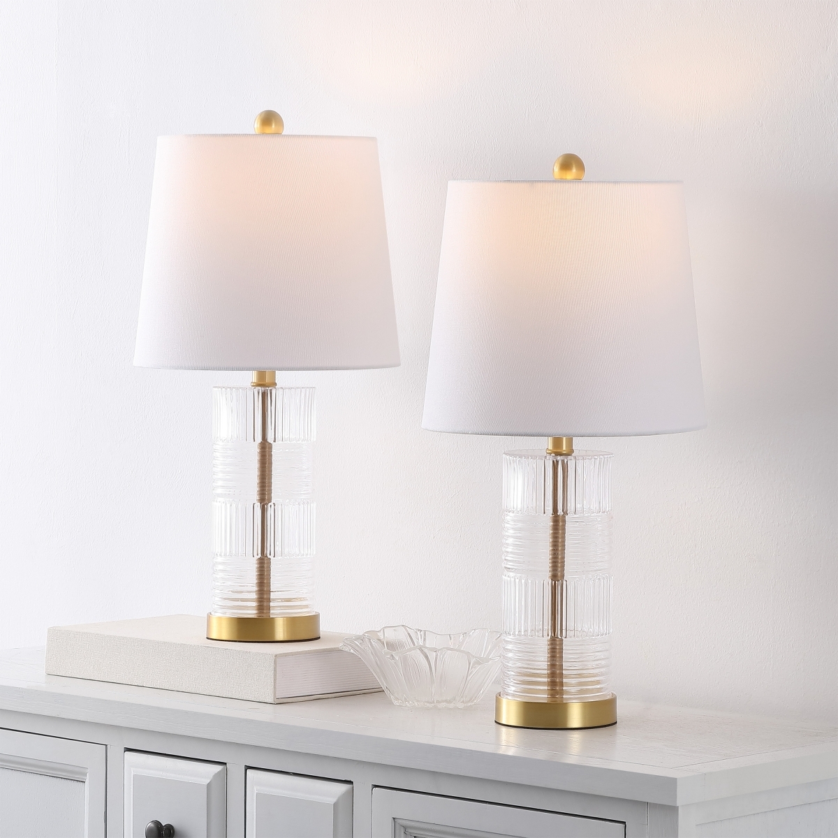 Faille Table Lamp - Blue/Brass - Image 1