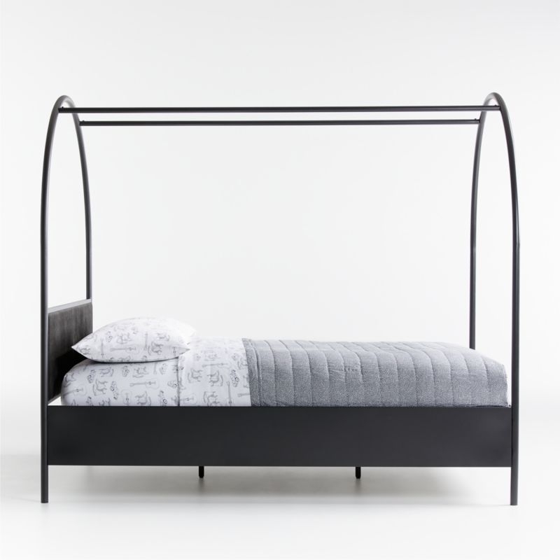 Canyon Arched Kids Twin Black Canopy Bed with Upholstered Headboard by Leanne Ford - Image 5