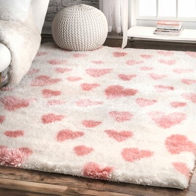 Becky Geometric Pink/White Area Rug - Image 0
