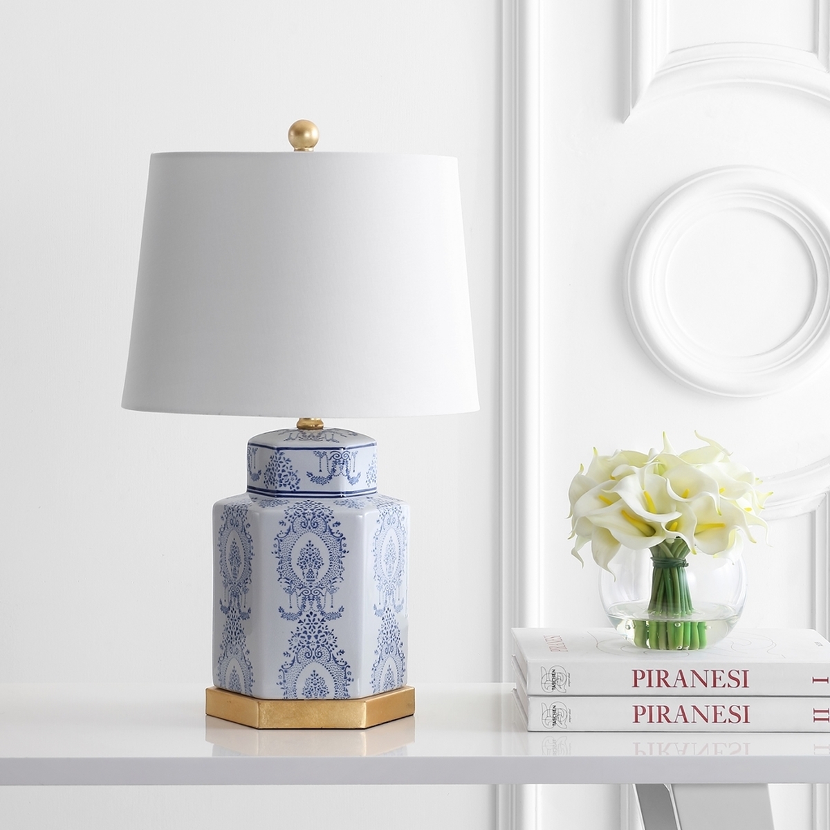 Bodin Table Lamp - Blue/White - Arlo Home - Image 1