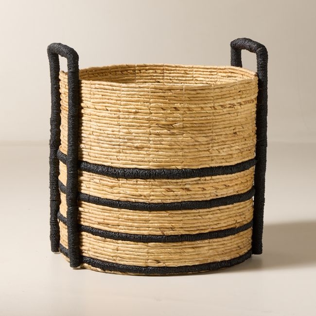 Aminah Woven Storage Basket with Black Handles Small - Image 0