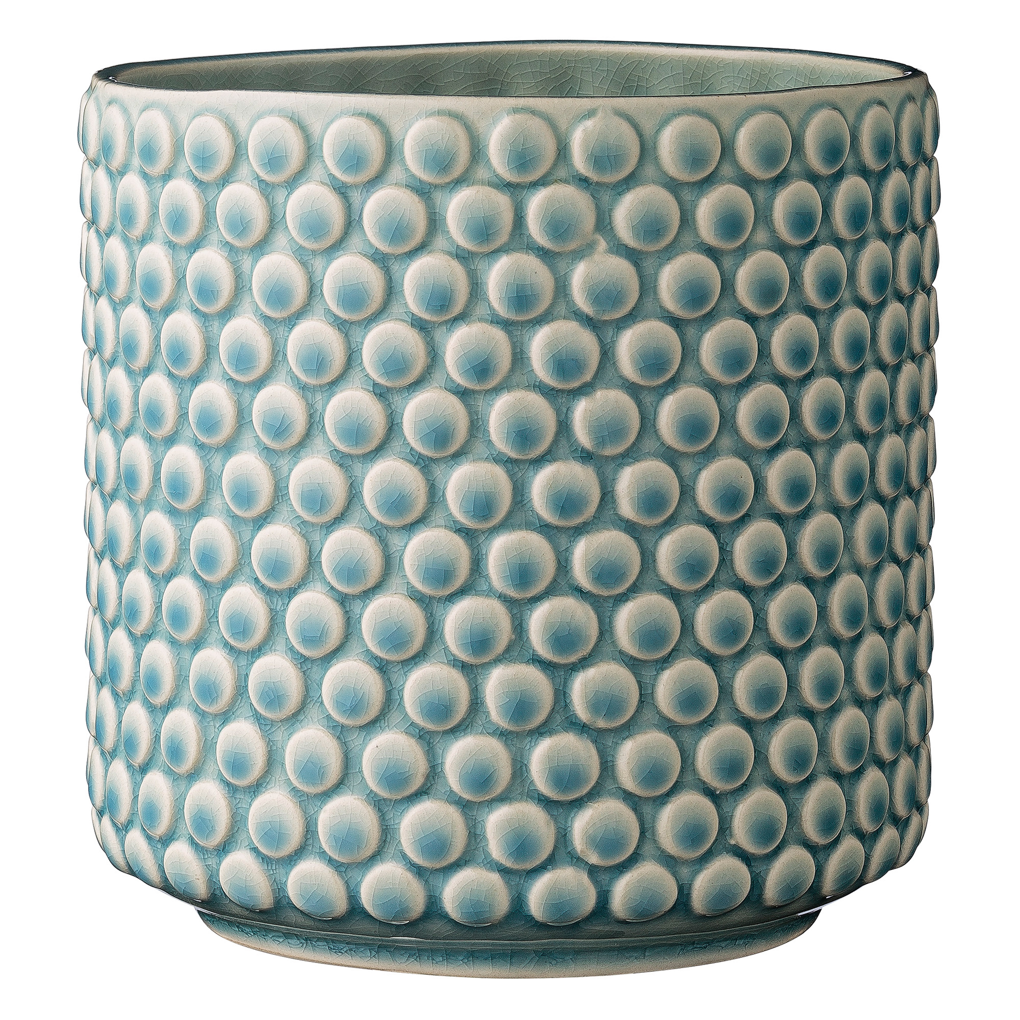 Sky Blue & Cream Stoneware Pot with Crackle Finish - Image 0