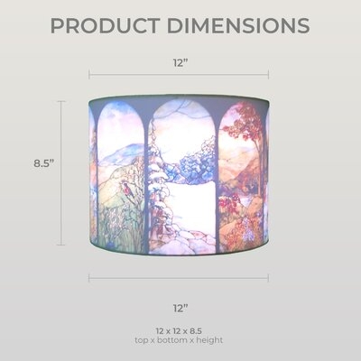 Royal Designs Modern Trendy Decorative 2-Sided Silhouette Hardback Lampshade - Made In USA - Four Seasons Stained Glass Design - 14" X 14" X 9" - Image 0
