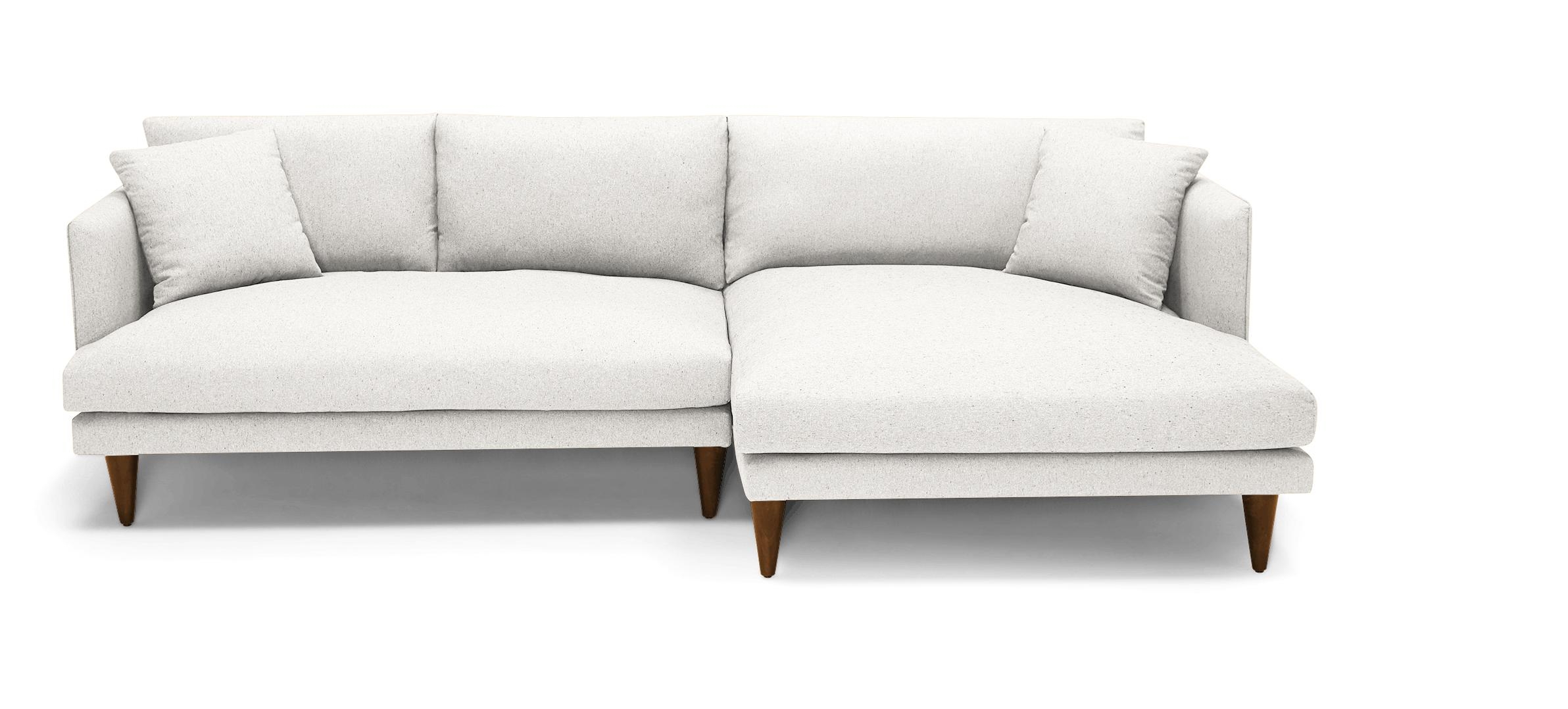 White Lewis Mid Century Modern Sectional - Tussah Snow - Mocha - Right - Cone - Image 0