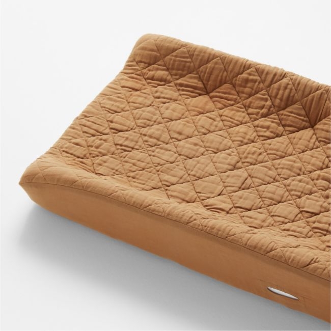 Supersoft Brulee Brown Organic Cotton Gauze Baby Changing Pad Cover - Image 0