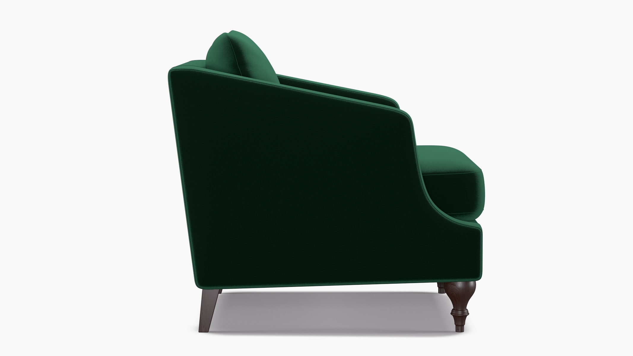 Slope Arm Chair, Spruce Performance Plush Velvet, Espresso Turned Wood Leg - Image 2