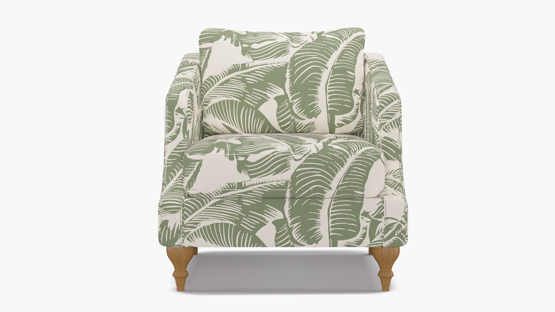 Slope Arm Chair, Sage Martinique® Encore, Natural Turned Wood Leg - Image 0