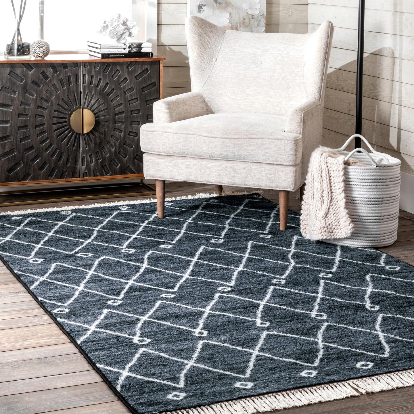 Krystal Trellis Tassel Rug Area Rug - Image 0
