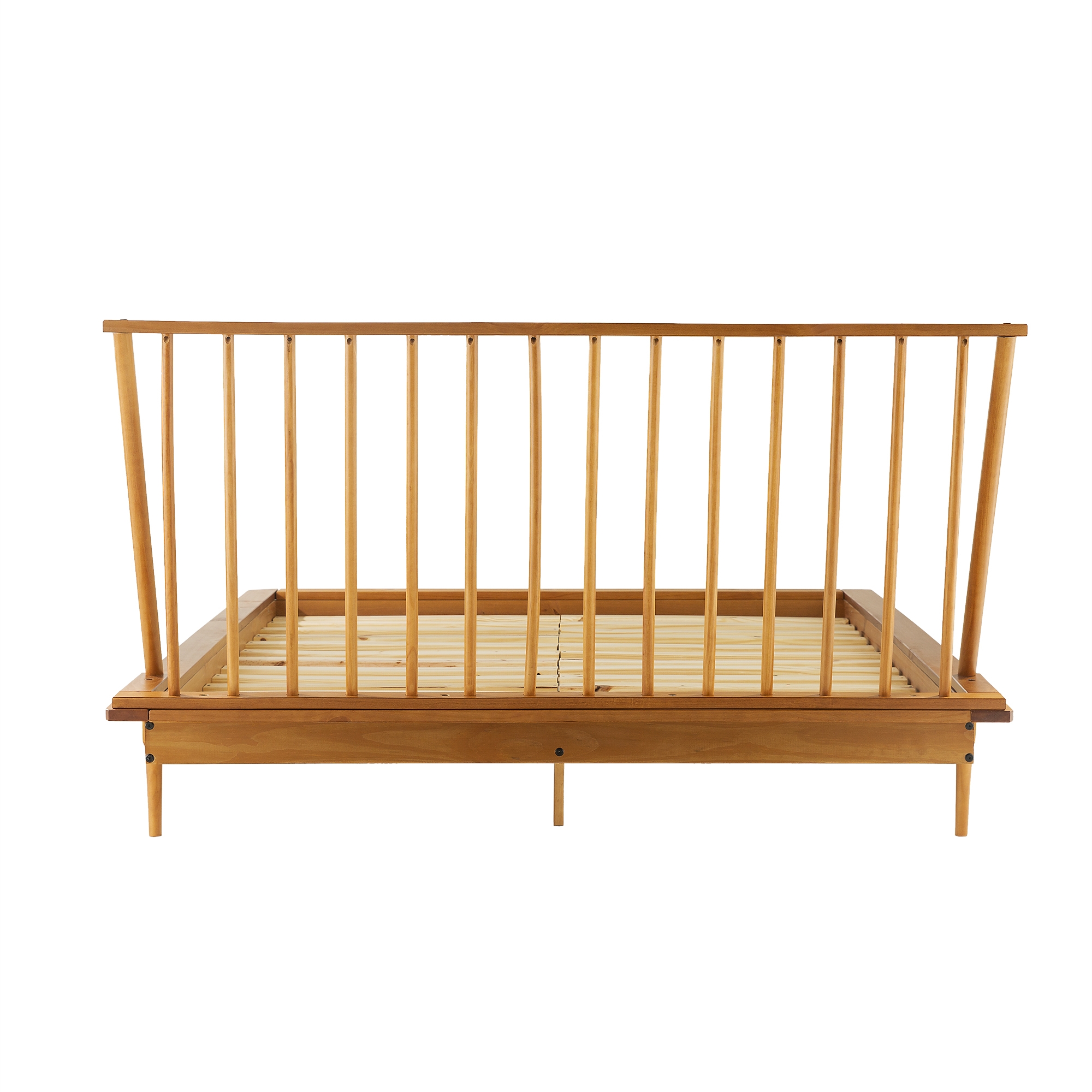 Modern Wood Queen Spindle Bed - Caramel - Image 3