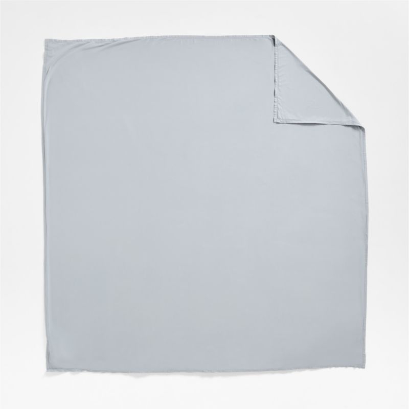 Serene Washed Organic Cotton Sateen Light Mist Blue King Duvet Cover - Image 2