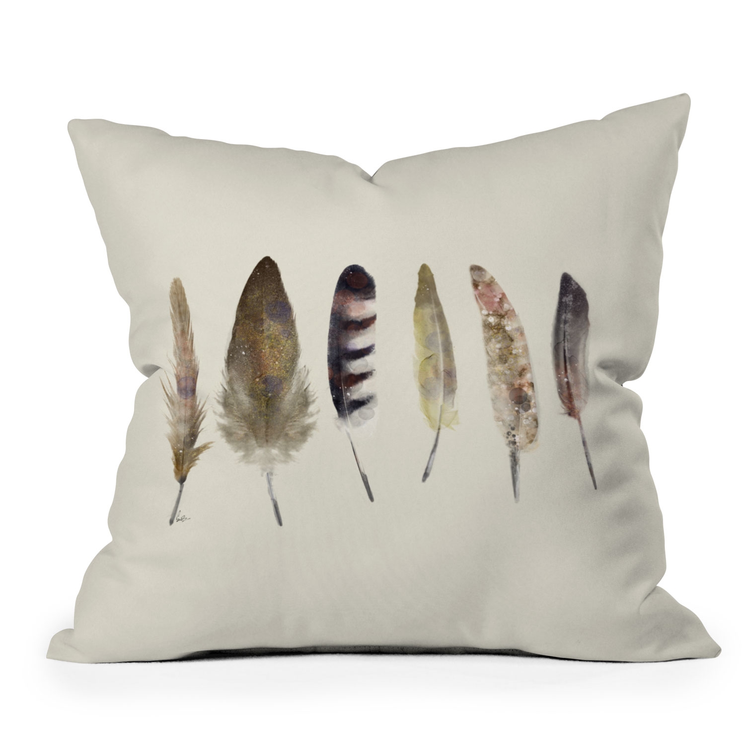 Peace Song Feathers by Brian Buckley - Outdoor Throw Pillow 20" x 20" - Image 3