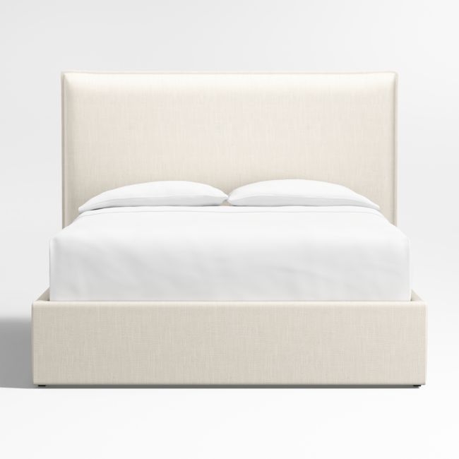 Arvada 54" Ivory Upholstered Queen Headboard with Storage Bed Base - Image 0