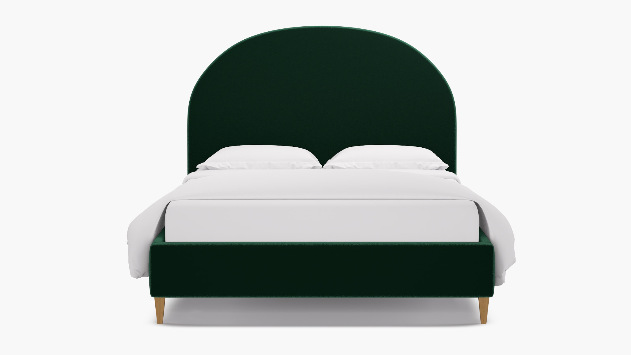 Demilune Bed, Spruce Performance Plush Velvet, Natural Square Tapered Leg, King - Image 0