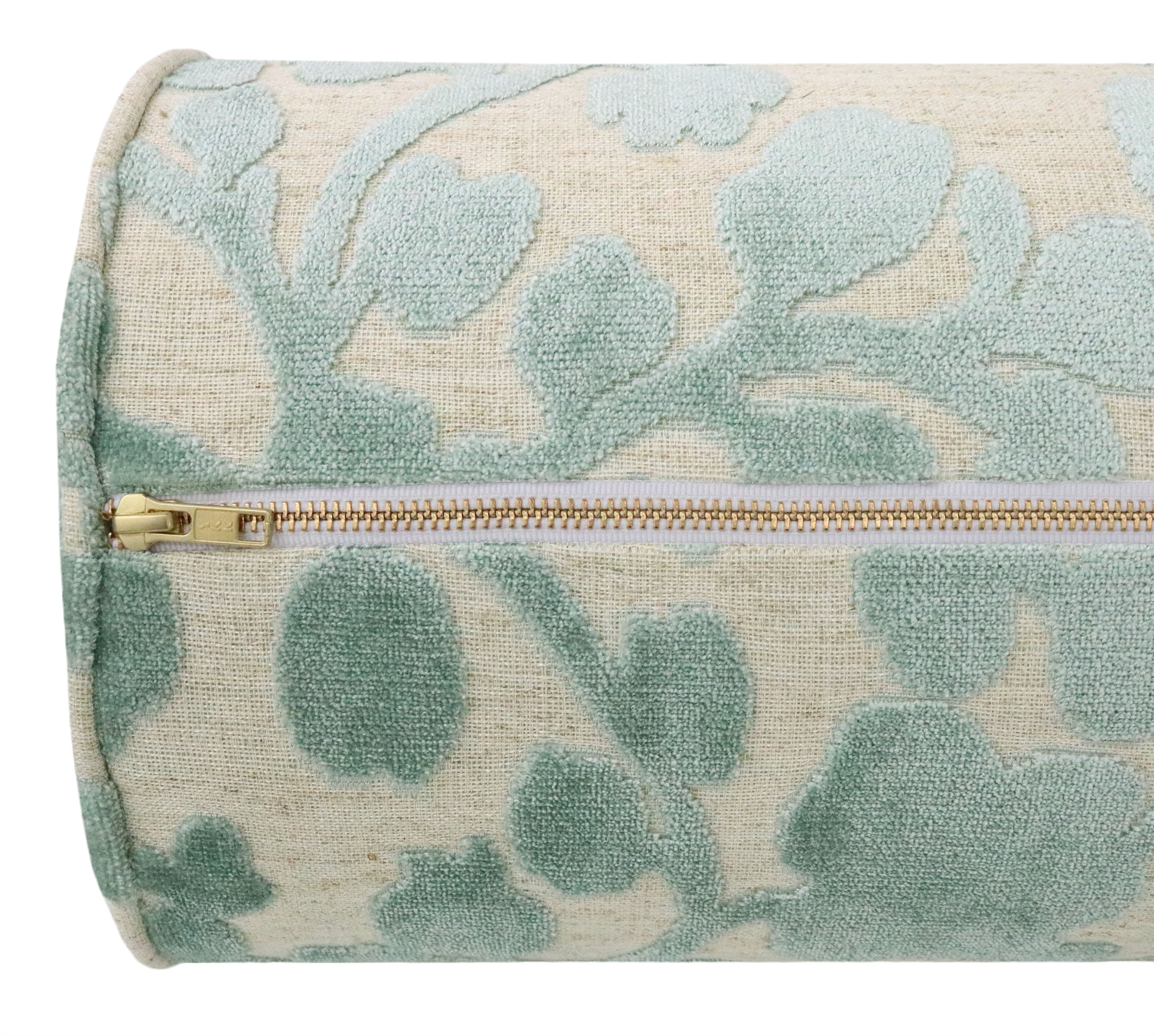 THE BOLSTER :: BLOSSOM CUT VELVET // SPA BLUE - BY THE YARD - Image 3