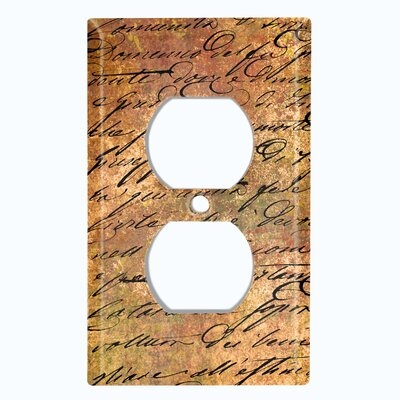 Metal Light Switch Plate Outlet Cover (Orange Tan Letter Writing  - Single Duplex) - Image 0