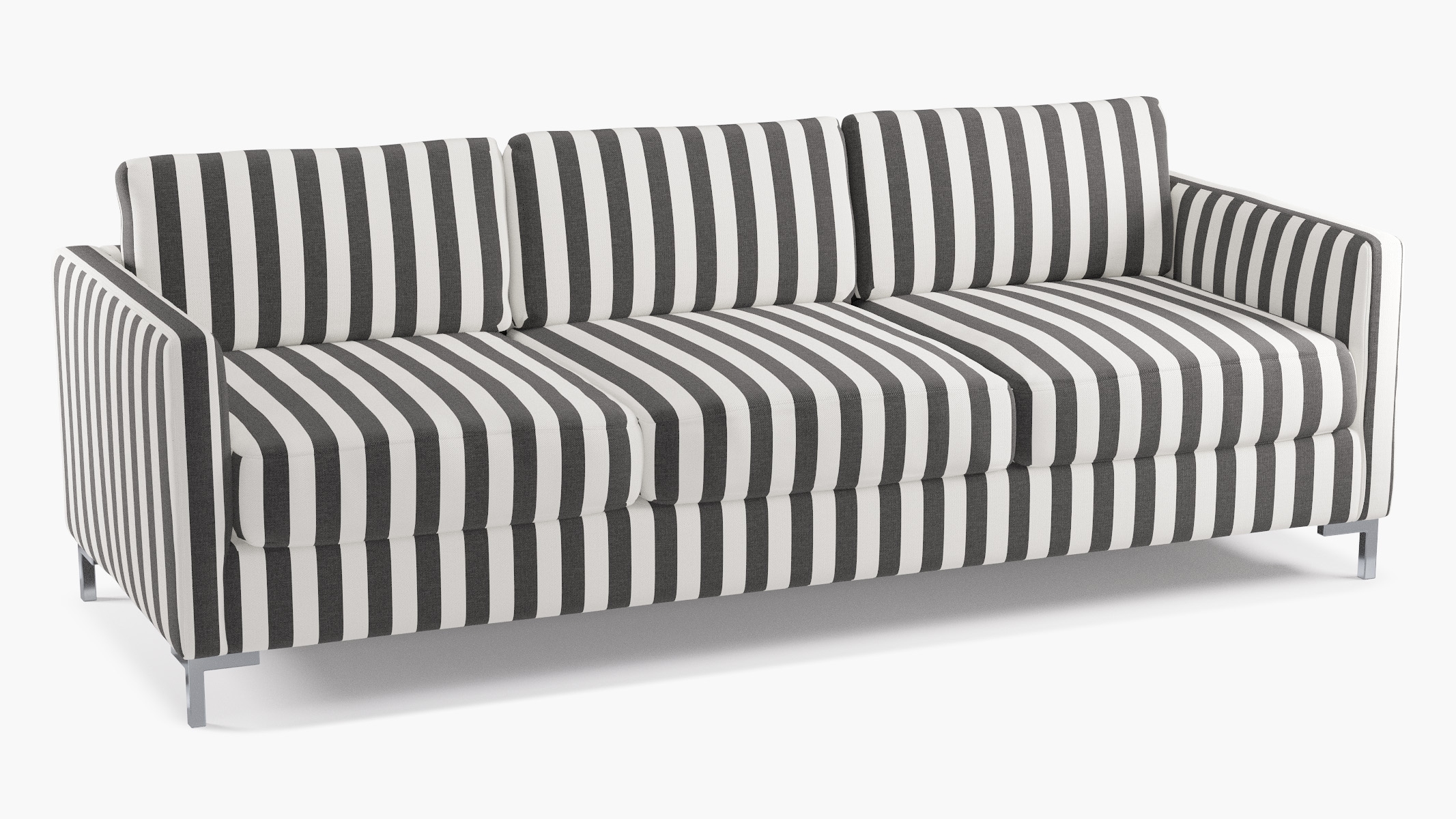 Modern Sofa, Ink Cabana Stripe, Chrome L Leg - Image 1