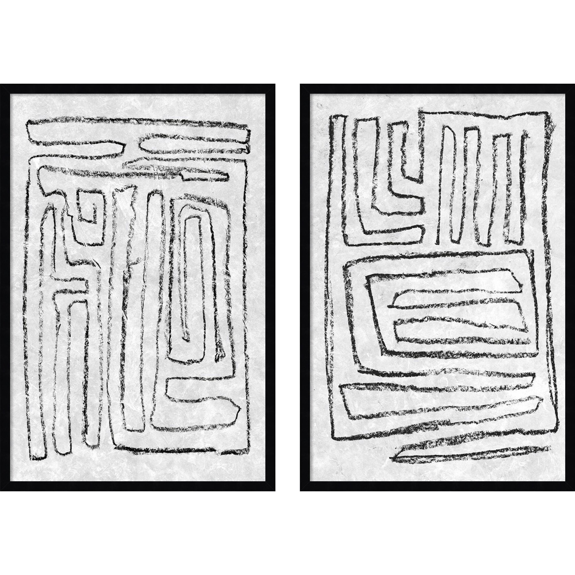 Black & White Runes By Jennifer Goldberger, Framed Wall Art Print, Set Of 2 - Image 0