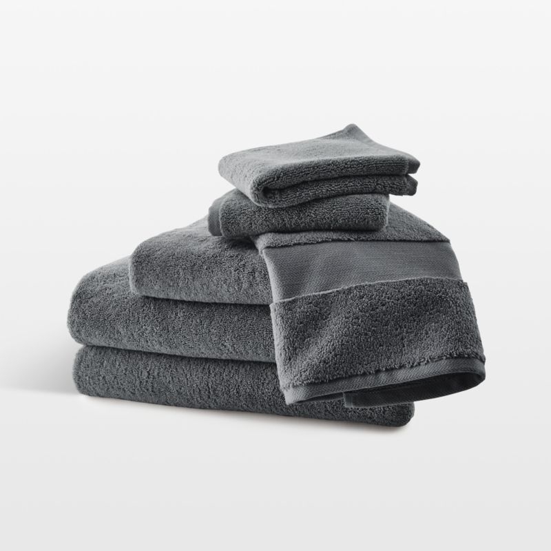 Organic Turkish Cotton Slate Grey Bath Towels, Set of 6 - Image 1