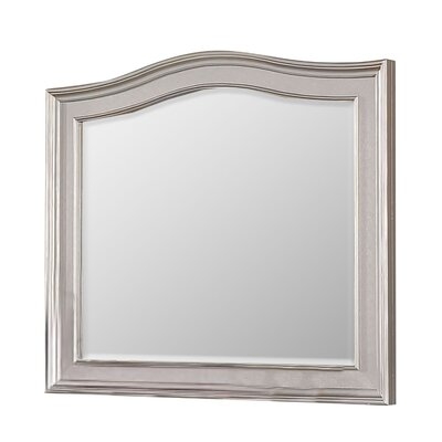 Curved Top Wooden Frame Mirror With Molded Details, Silver - Image 0