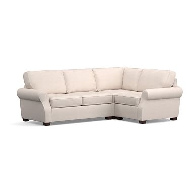 SoMa Fremont Roll Arm Upholstered Left Arm 3-Piece Corner Sectional, Polyester Wrapped Cushions, Performance Chateau Basketweave Ivory - Image 0