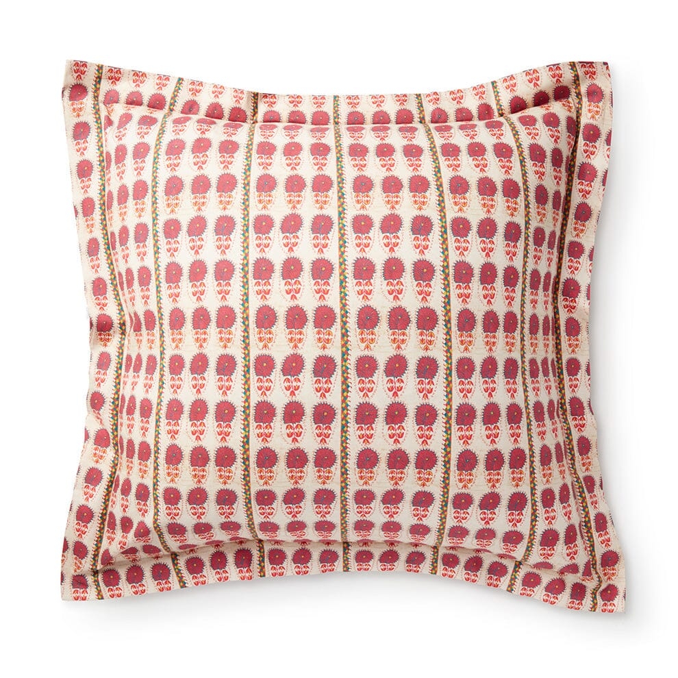 Fuchsia Daisy Suzani Pillowcases + Shams by St. Frank | Pink | Euro Sham (Single) | Cotton - Image 0