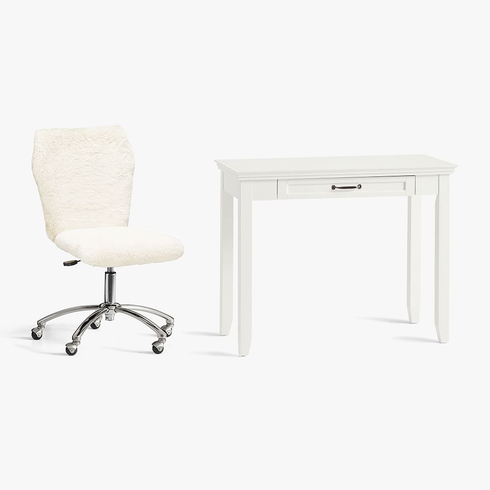 Hampton Small Space Desk and Sherpa Ivory Airgo Desk Chair Set - Image 0