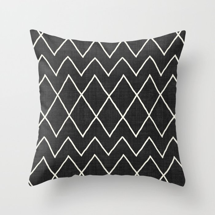 Avoca In Black And White Throw Pillow by House Of Haha - Cover (18" x 18") With Pillow Insert - Outdoor Pillow - Image 0