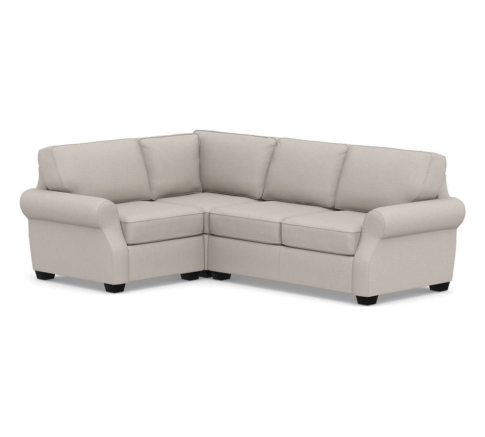 SoMa Fremont Roll Arm Upholstered Right Arm 3-Piece Corner Sectional, Polyester Wrapped Cushions, Chunky Basketweave Stone - Image 0