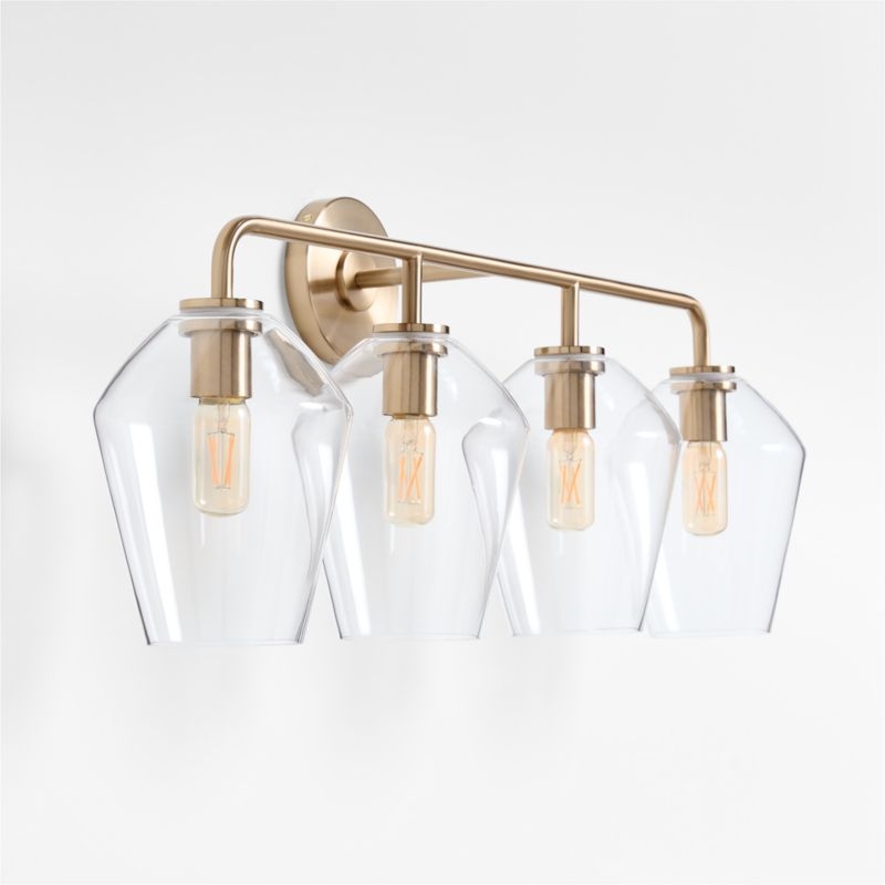Arren Brass 4-Light Wall Sconce Light with Clear Glass Angled Shade - Image 2