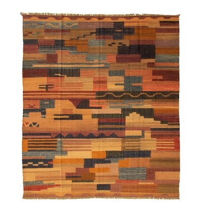 One-of-a-Kind Hand-Knotted New Age Anatolian Brown/Blue 7'11" x 9'7" Wool Area Rug - Image 0