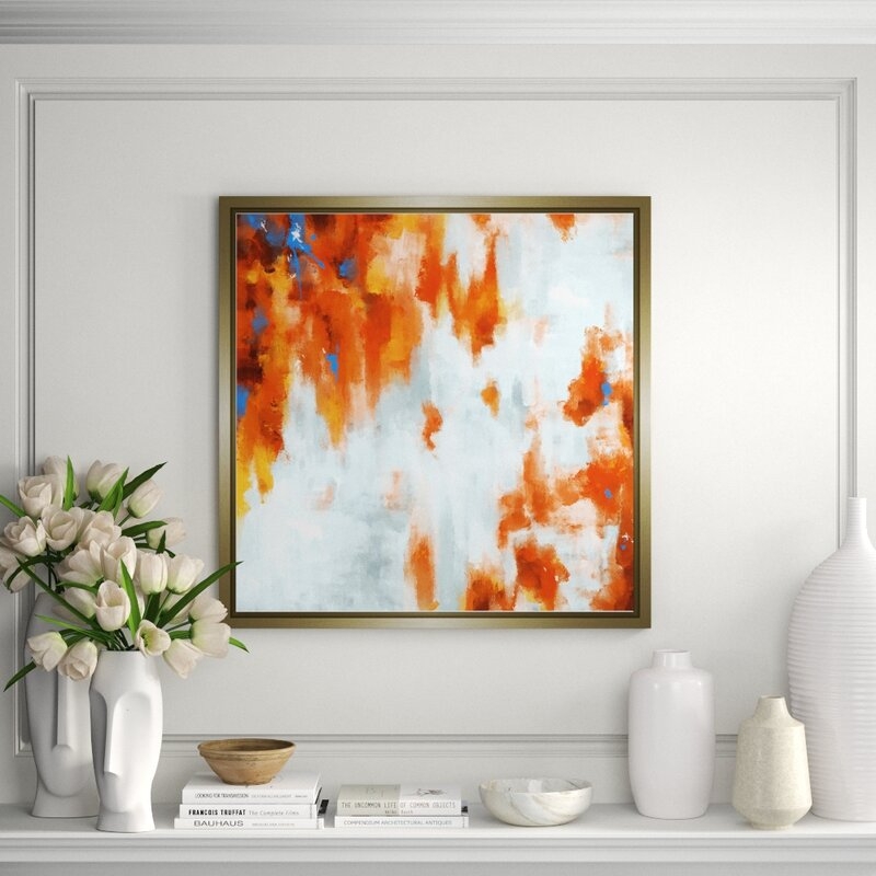 JBass Grand Gallery Collection 'Orange Spots I' Framed Print on Canvas Size: 31.75" H x 31.75" W x 1.75" D - Image 0