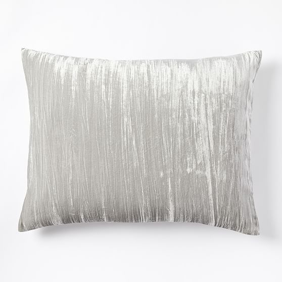 Lush Crinkle Velvet, Standard Sham Set, Pearl Gray - Image 0