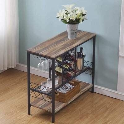 Industrial Wine Rack Table With Glass Holder, Wine Bar Cabinet With Storage - Image 0