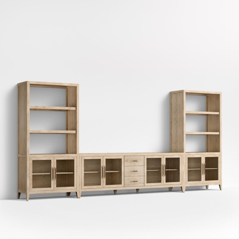 Clairemont 164" Natural Wood Storage Media Console Set - Image 5